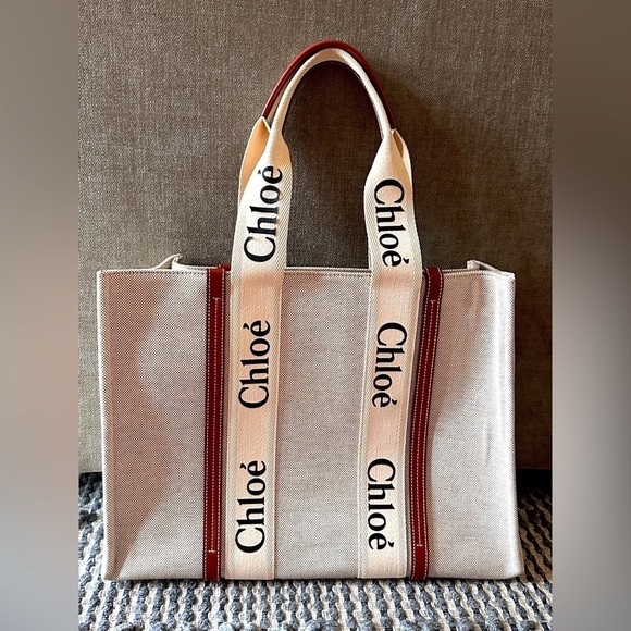 Chloe Handbags - Chloe medium size woody canvas tote. Authenticity card and dust bag included.
